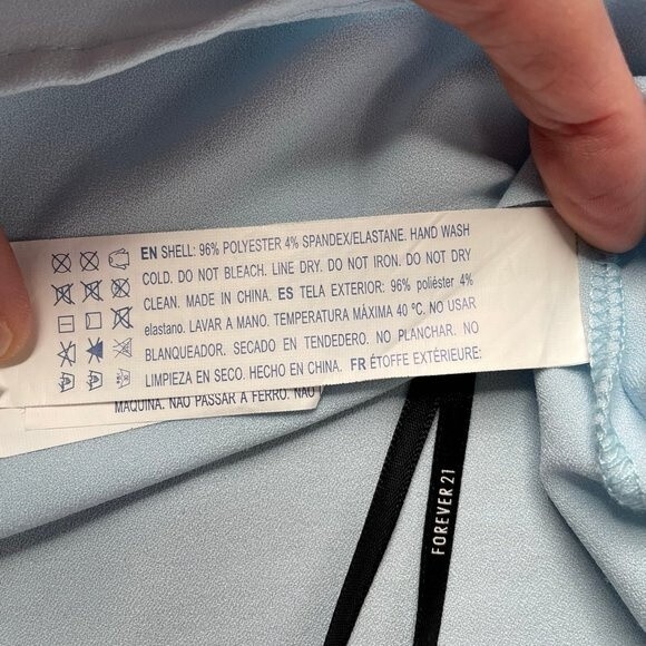 Forever 21 Halter Open Back Tank Top Button Closure Sheer Light Blue M Medium - Picture 10 of 12